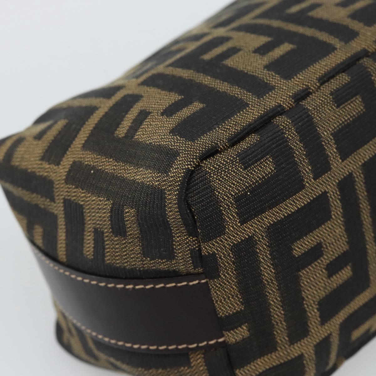FENDI Zucca Canvas Vanity Pouch Black Brown Auth 195157