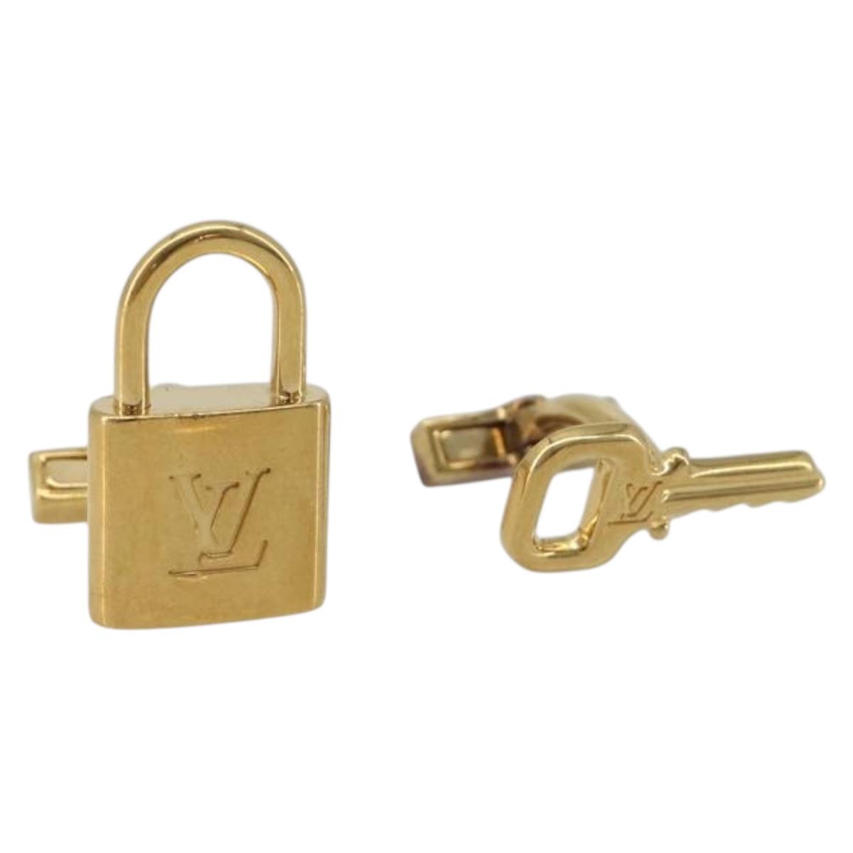 LOUIS VUITTON Padlock Cufflinks Cuffs metal Gold LV Auth 195158