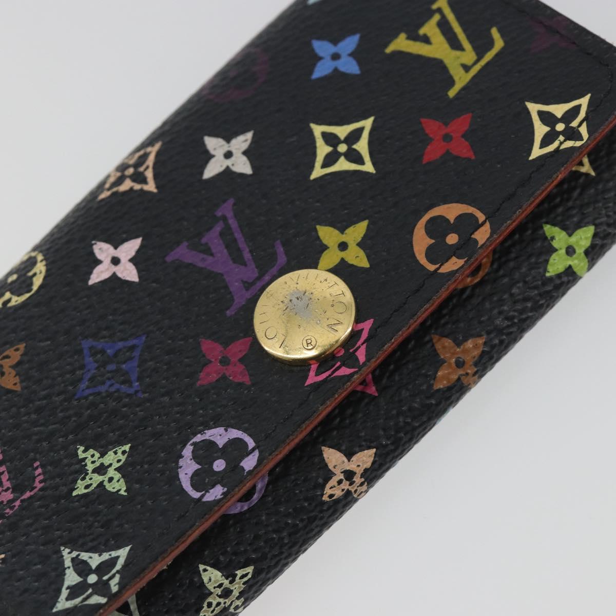 LOUIS VUITTON Monogram Multicolor Multicles 4 Key Case Black M93732 Auth 195163