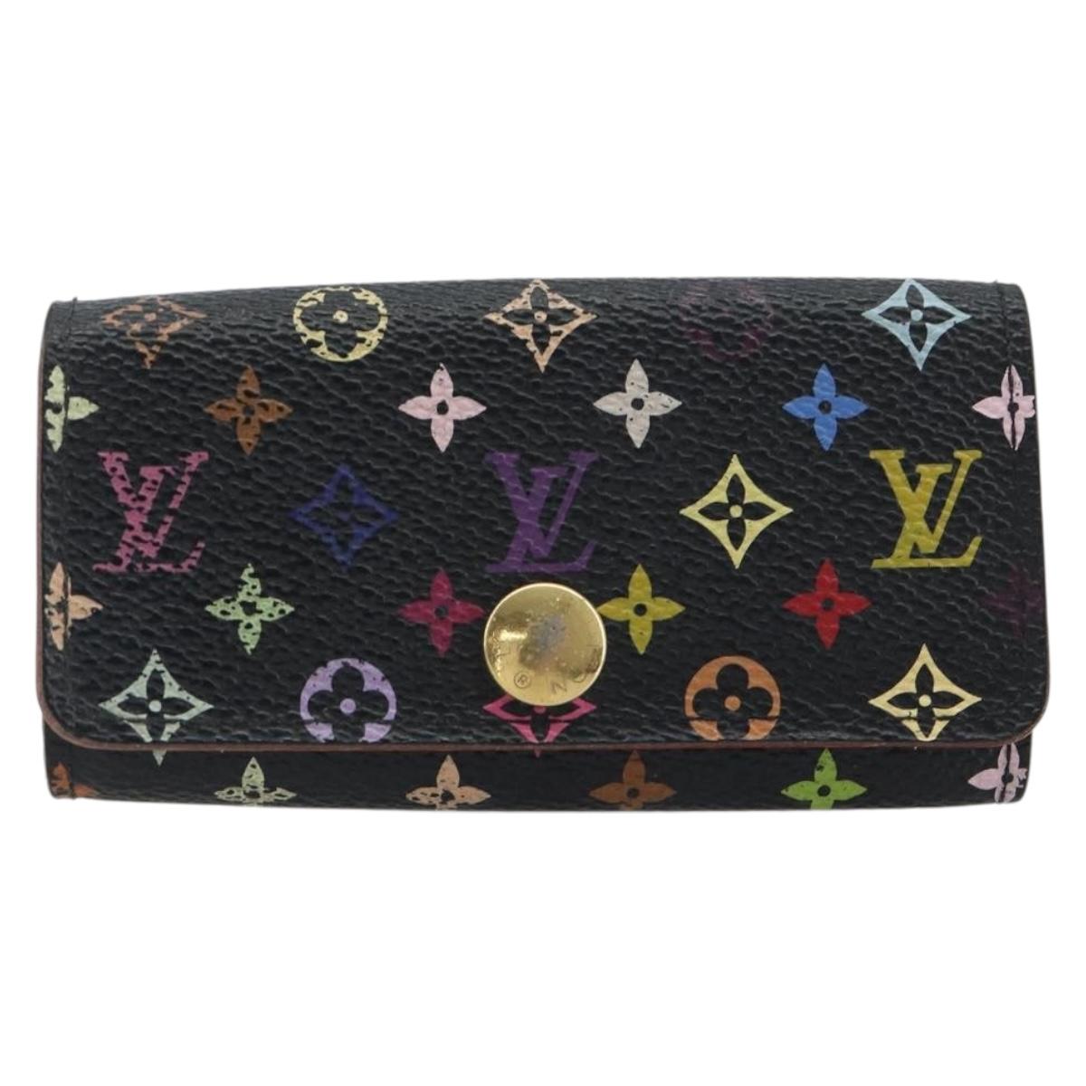 LOUIS VUITTON Monogram Multicolor Multicles 4 Key Case Black M93732 Auth 195163