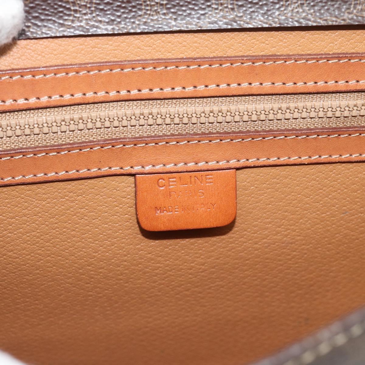 CELINE Macadam Canvas Hand Bag PVC Leather 2way Brown Gold Auth 195169