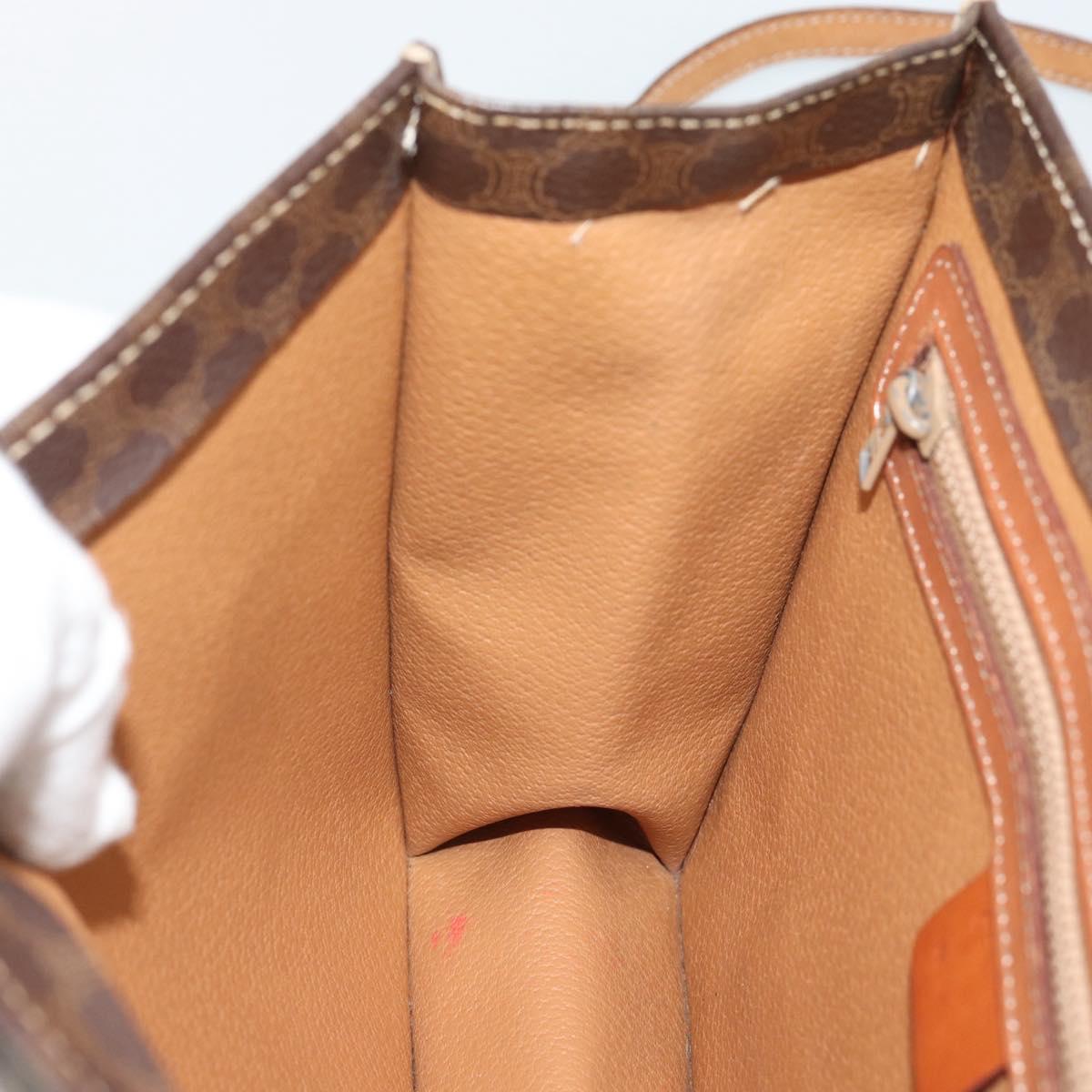 CELINE Macadam Canvas Hand Bag PVC Leather 2way Brown Gold Auth 195169