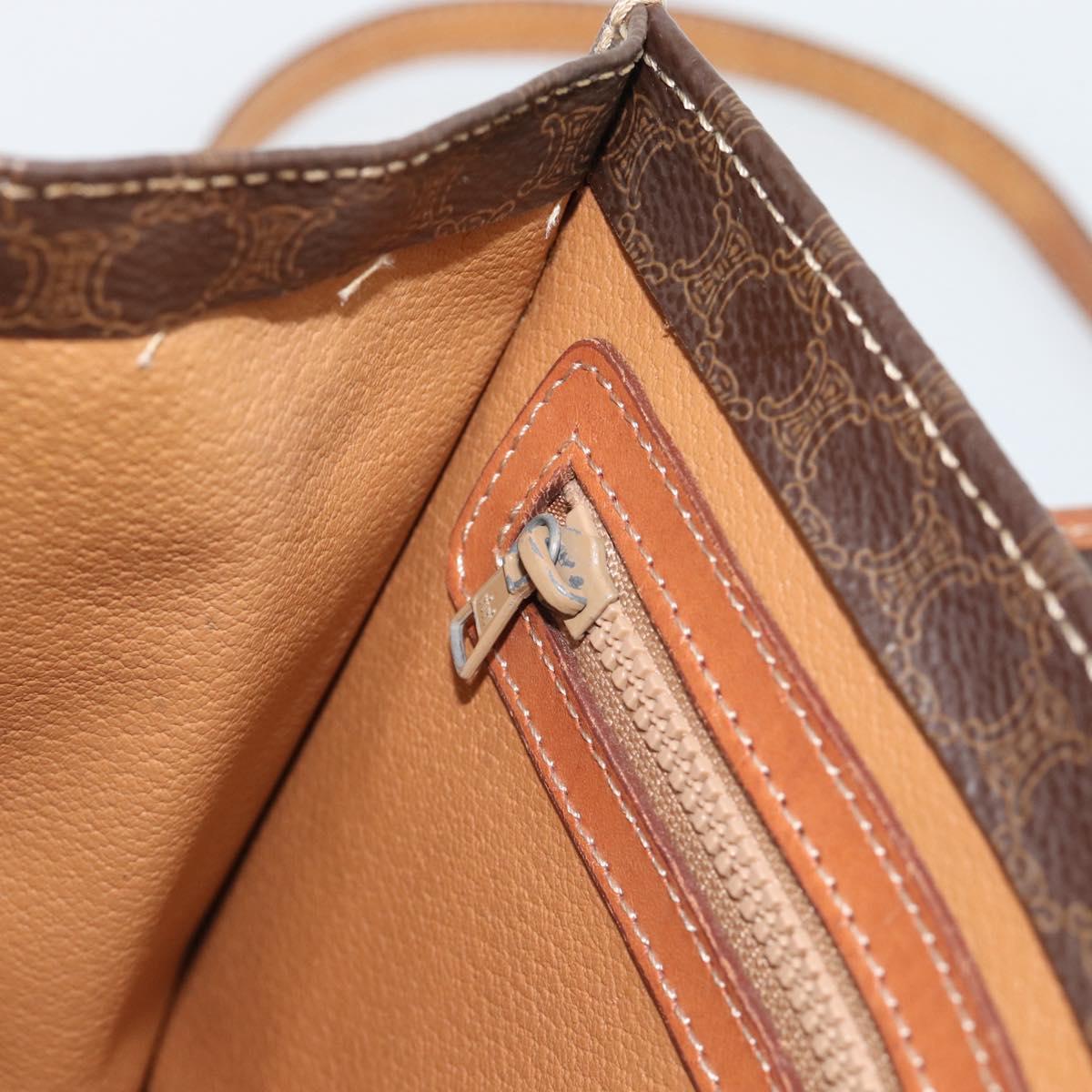 CELINE Macadam Canvas Hand Bag PVC Leather 2way Brown Gold Auth 195169