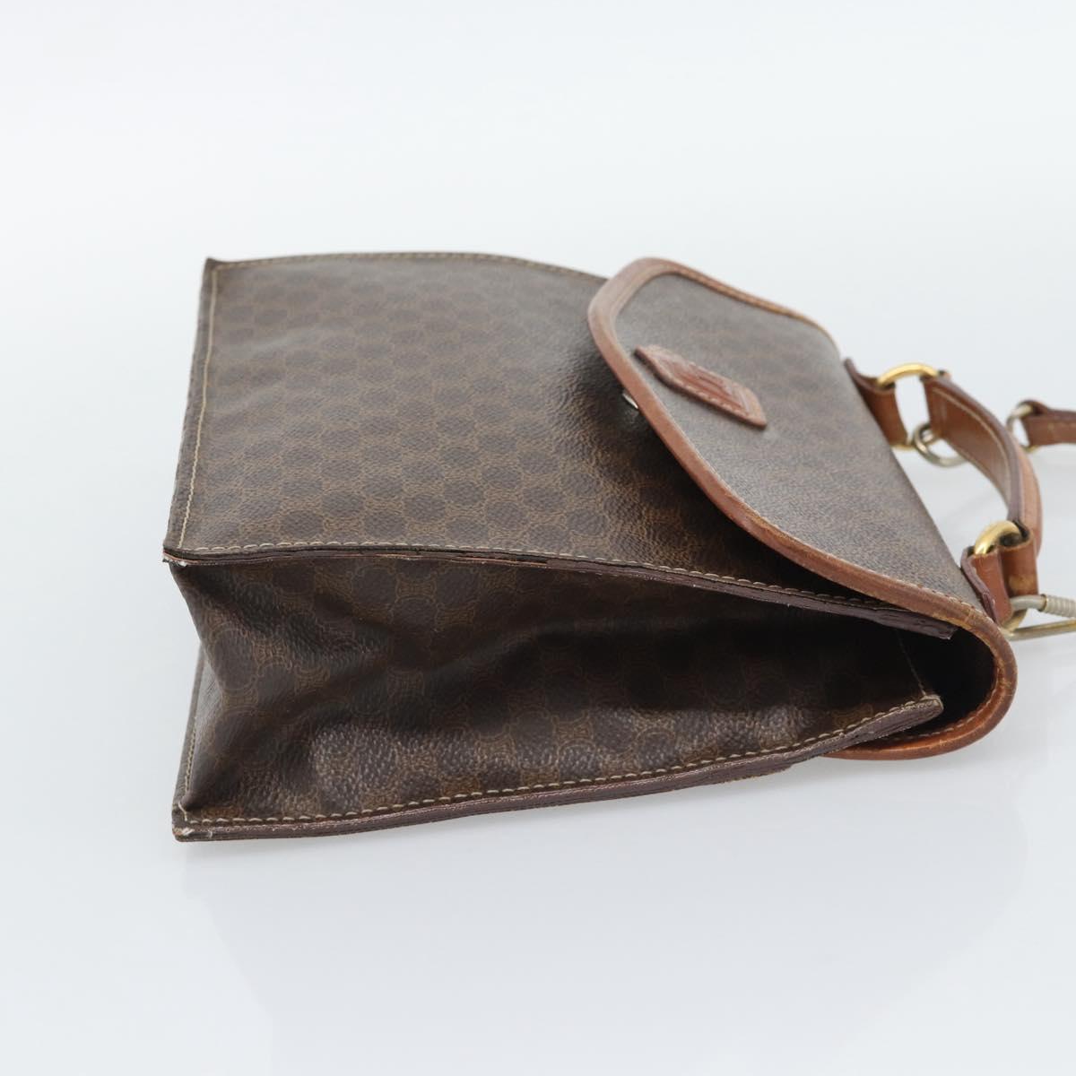 CELINE Macadam Canvas Hand Bag PVC Leather 2way Brown Gold Auth 195169