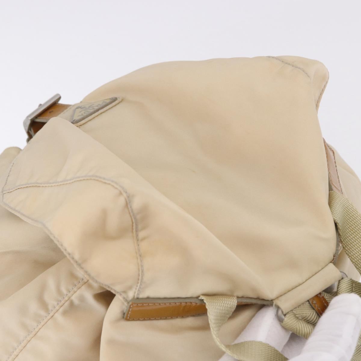 PRADA Backpack Nylon Beige Silver Auth 195170