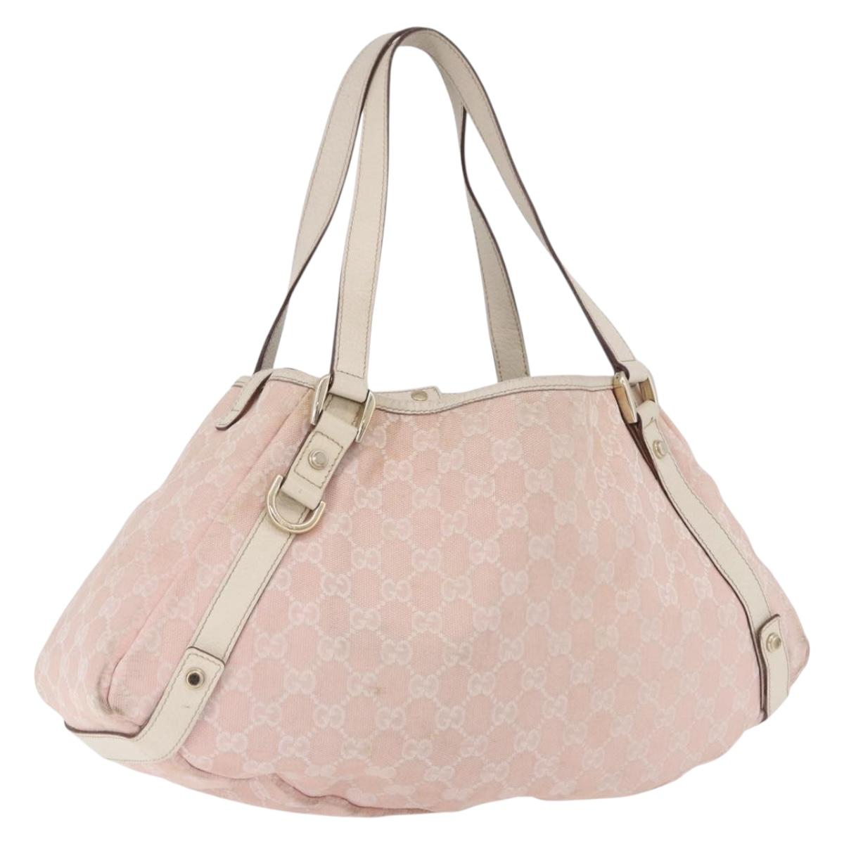 GUCCI GG Canvas Tote Bag Pink Gold 130736 Auth 195171