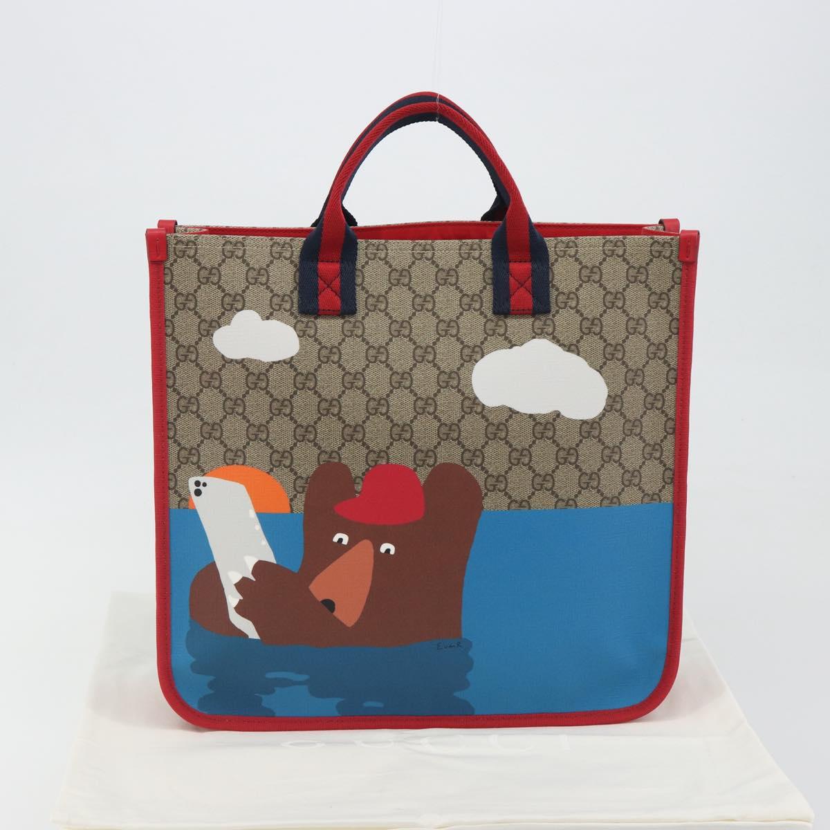 GUCCI GG Supreme Children's Tote Bag PVC Beige 605831 Auth 195180M