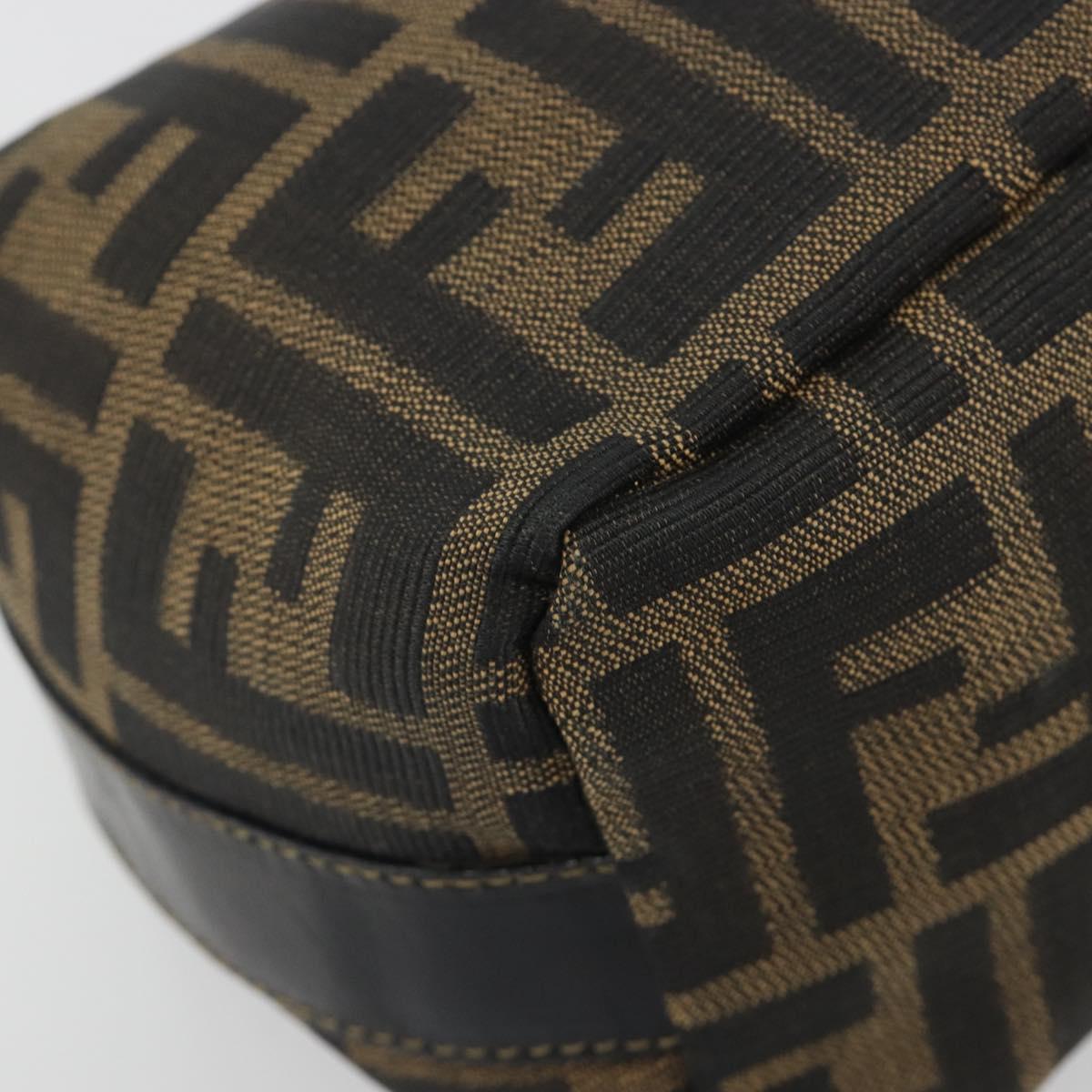 FENDI Zucca Canvas Hand Bag Black Brown Auth 195184A