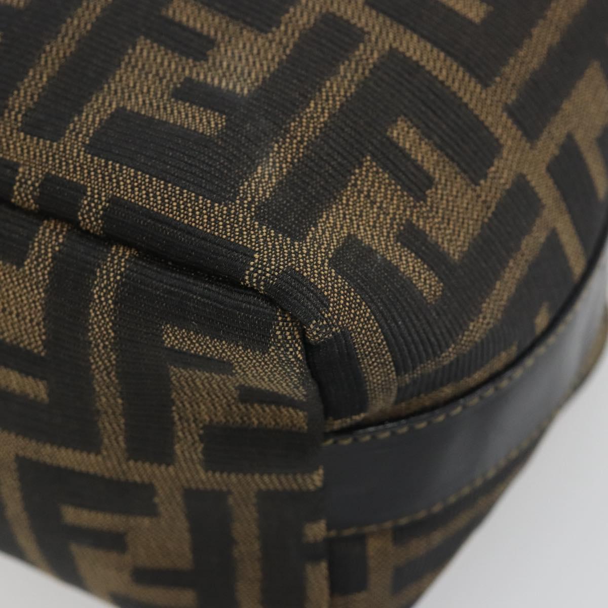 FENDI Zucca Canvas Hand Bag Black Brown Auth 195184A