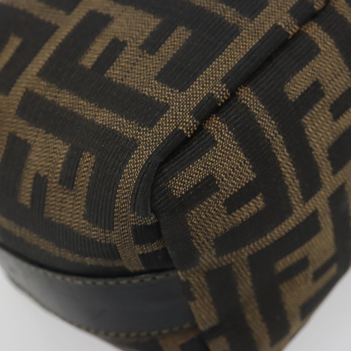 FENDI Zucca Canvas Hand Bag Black Brown Auth 195184A