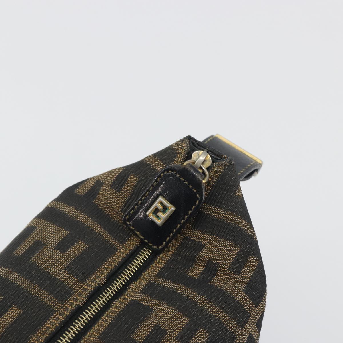 FENDI Zucca Canvas Hand Bag Black Brown Auth 195184A