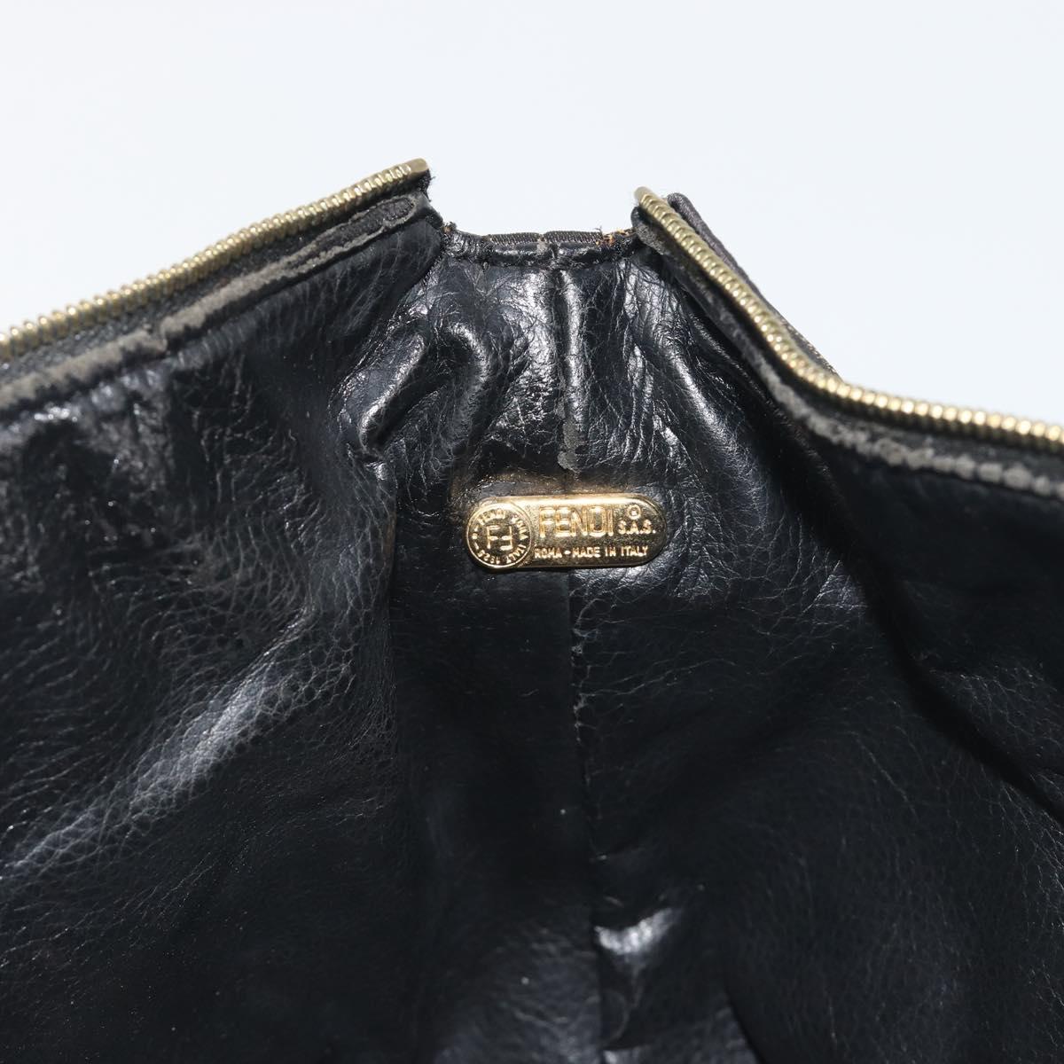 FENDI Zucca Canvas Hand Bag Black Brown Auth 195184A