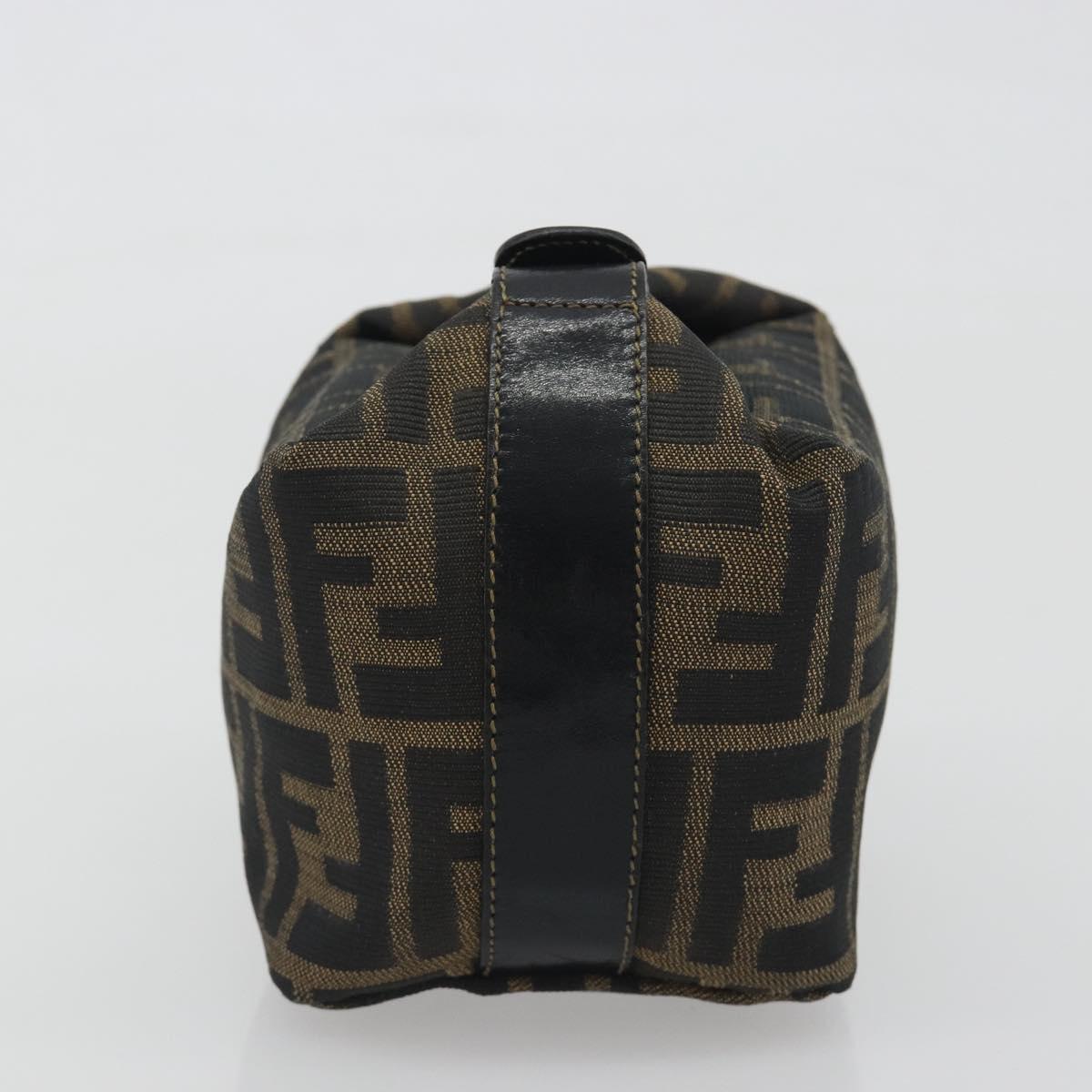 FENDI Zucca Canvas Hand Bag Black Brown Auth 195184A