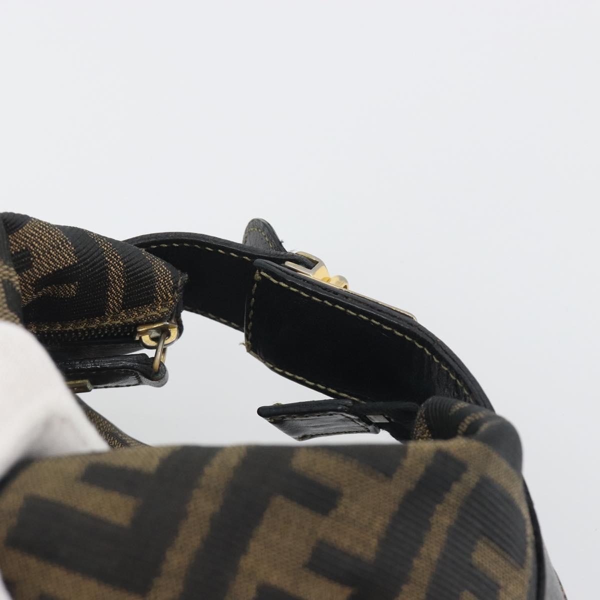 FENDI Zucca Canvas Hand Bag Black Brown Auth 195184A