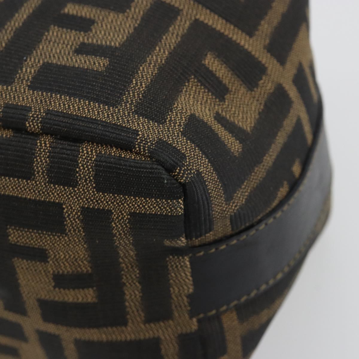 FENDI Zucca Canvas Hand Bag Black Brown Auth 195184A