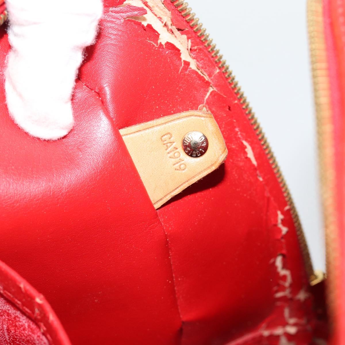 LOUIS VUITTON Monogram Vernis Sutton Hand Bag Red Rouge M91080 LV Auth 195186