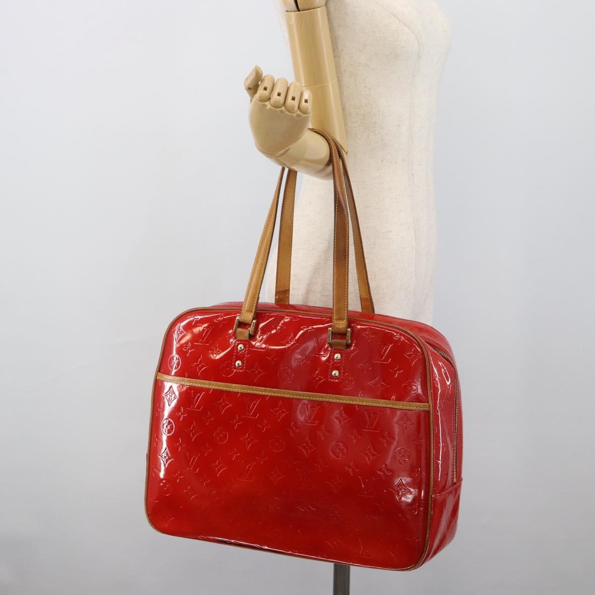 LOUIS VUITTON Monogram Vernis Sutton Hand Bag Red Rouge M91080 LV Auth 195186