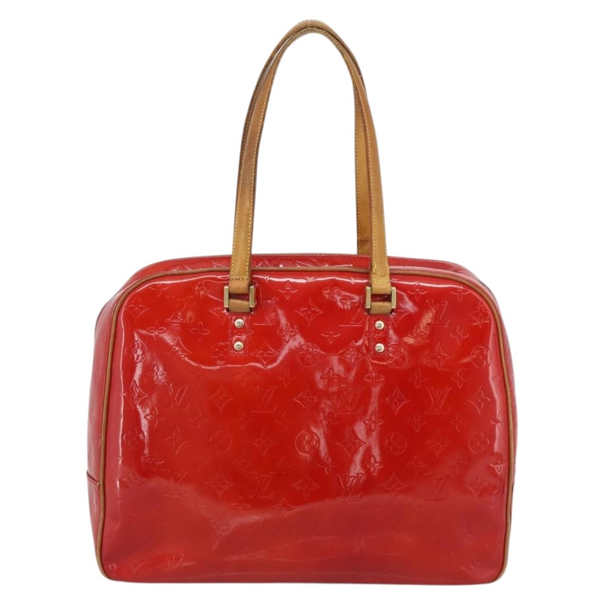 LOUIS VUITTON Monogram Vernis Sutton Hand Bag Red Rouge M91080 LV Auth 195186