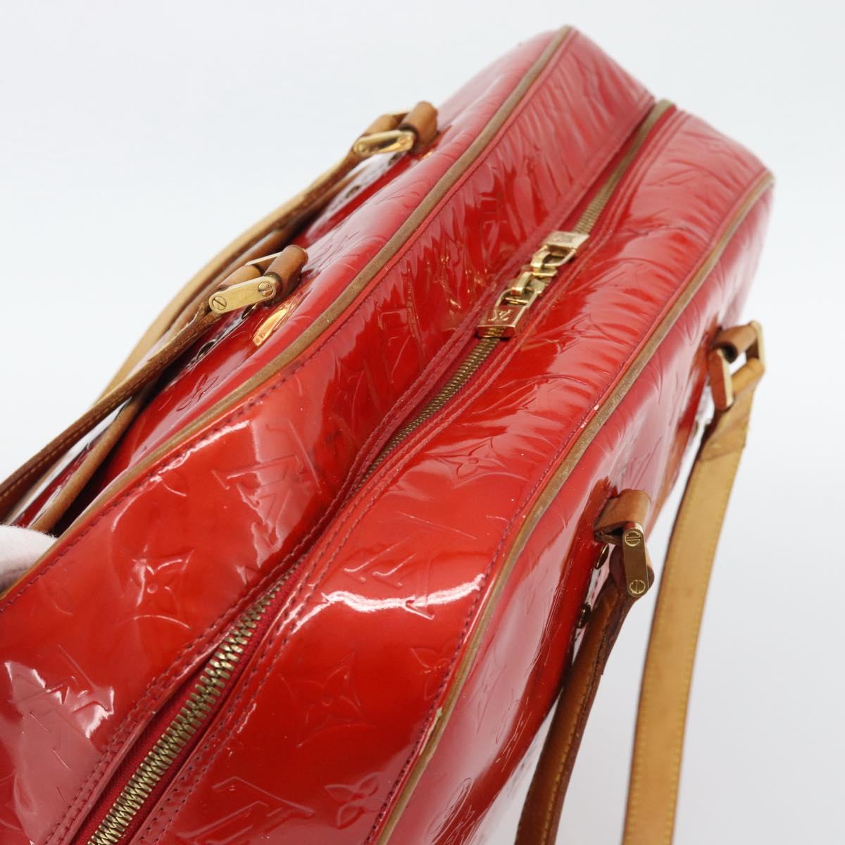 LOUIS VUITTON Monogram Vernis Sutton Hand Bag Red Rouge M91080 LV Auth 195186