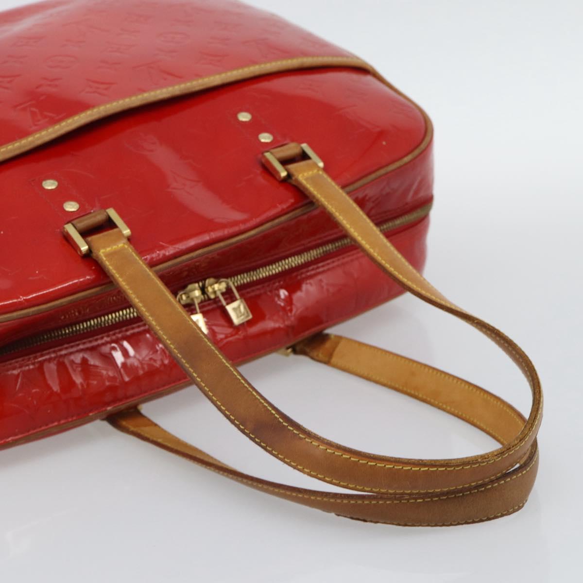 LOUIS VUITTON Monogram Vernis Sutton Hand Bag Red Rouge M91080 LV Auth 195186