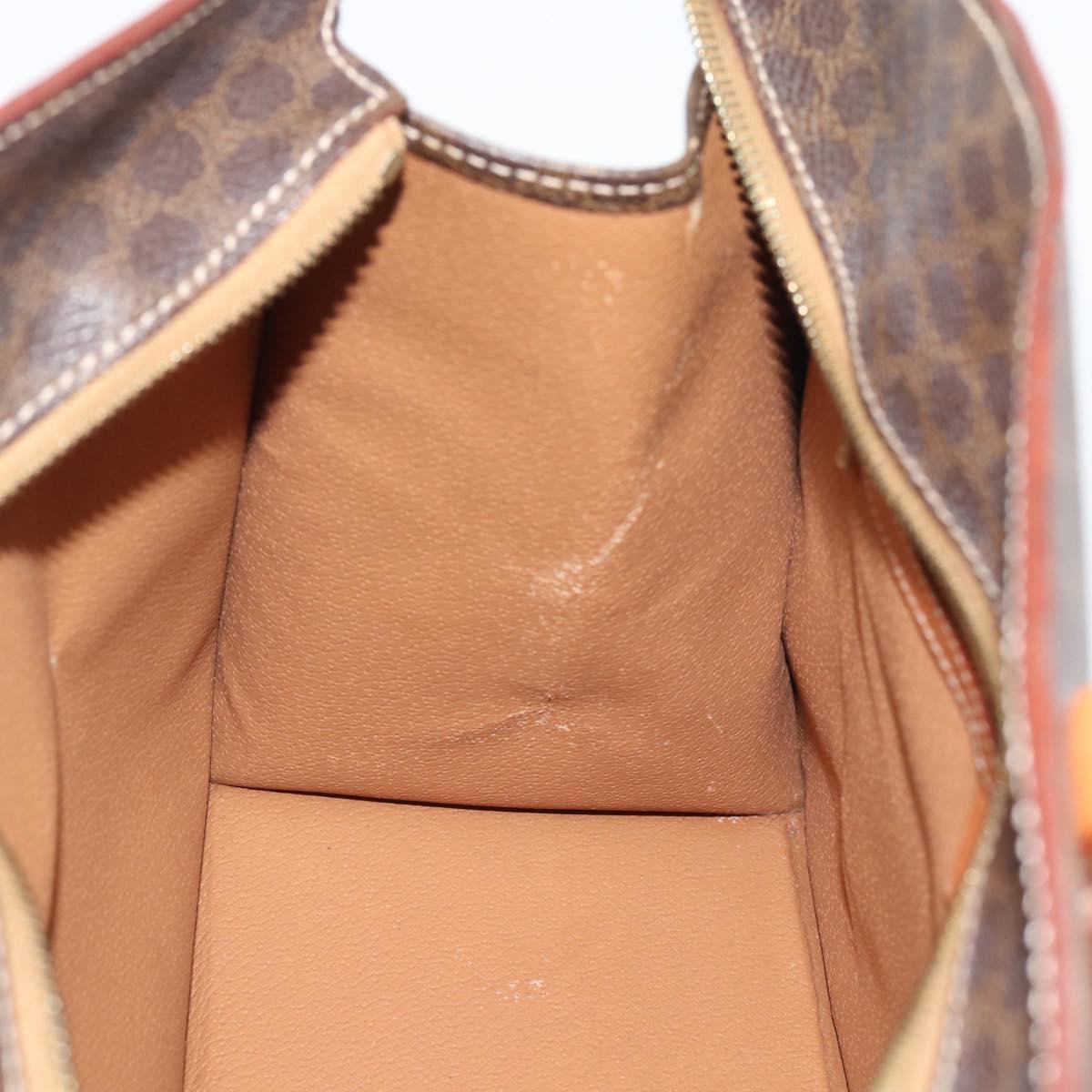 CELINE Macadam Canvas Hand Bag PVC Leather Brown Gold Auth 195189A