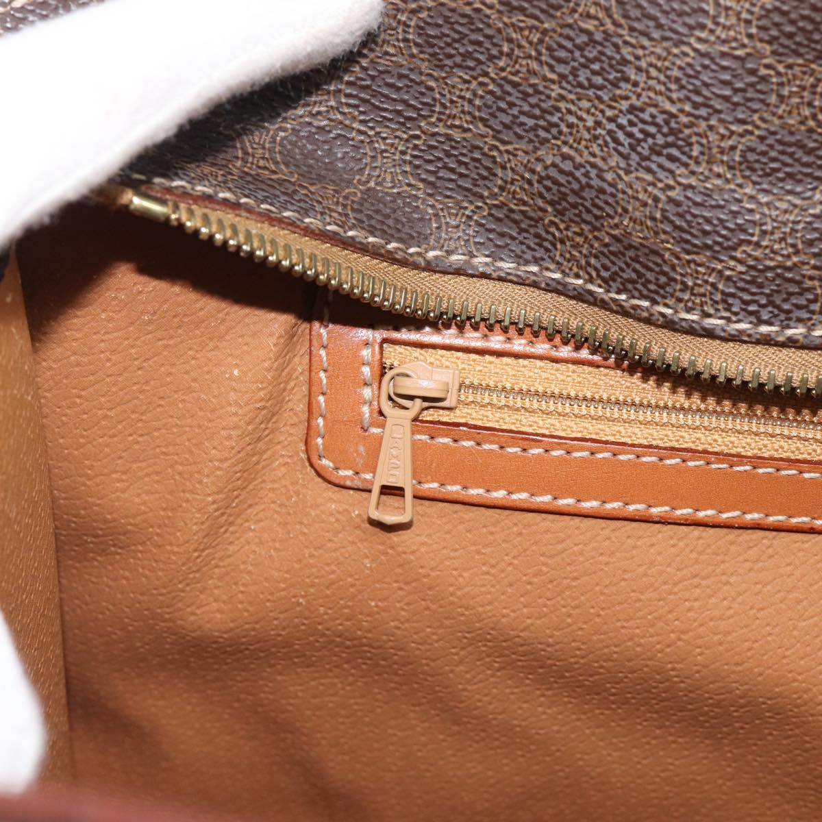 CELINE Macadam Canvas Hand Bag PVC Leather Brown Gold Auth 195189A