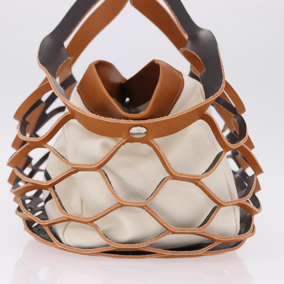 Vivienne Westwood Hand Bag Canvas Brown White Auth 195190V