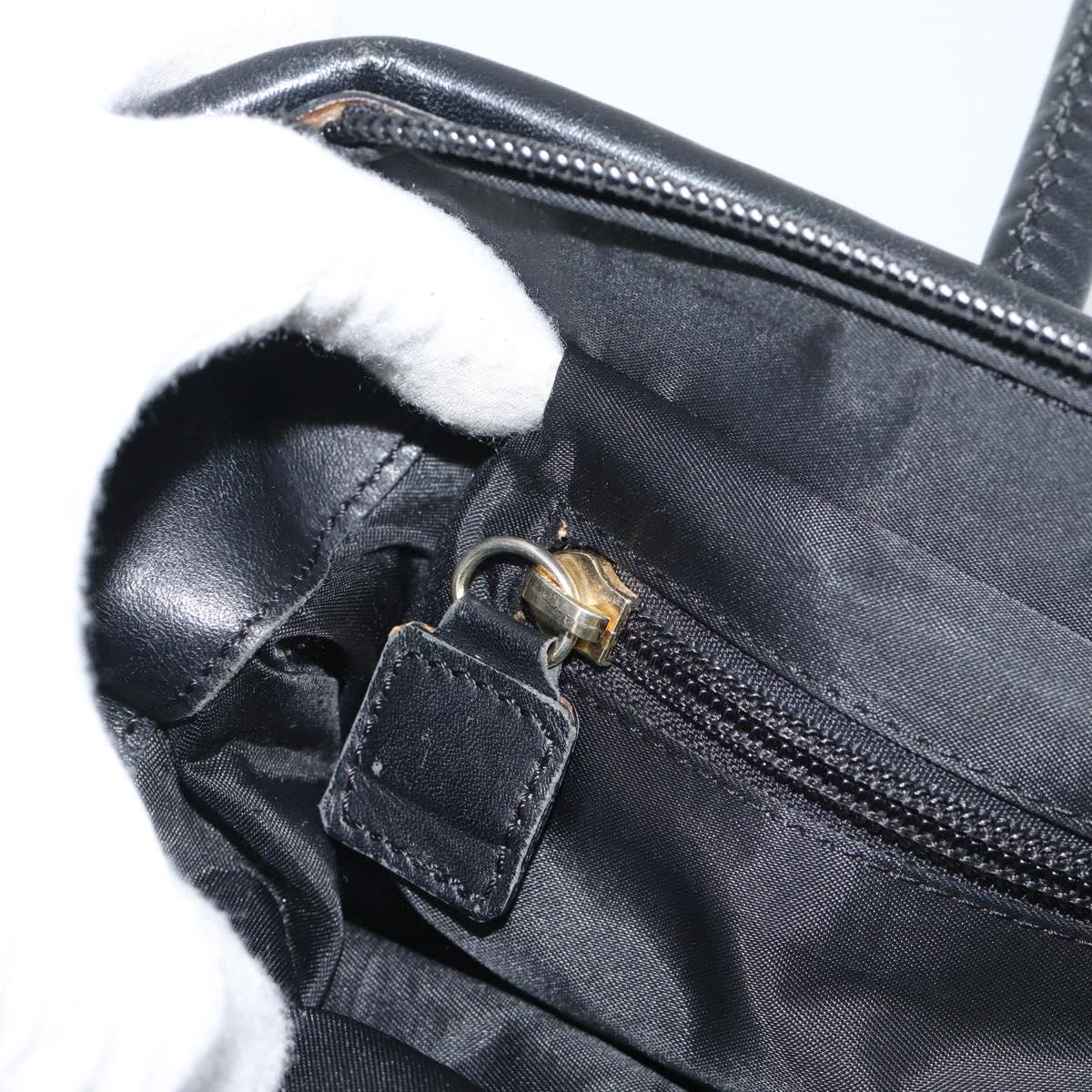 CELINE Hand Bag Nylon Black Gold Auth 195193