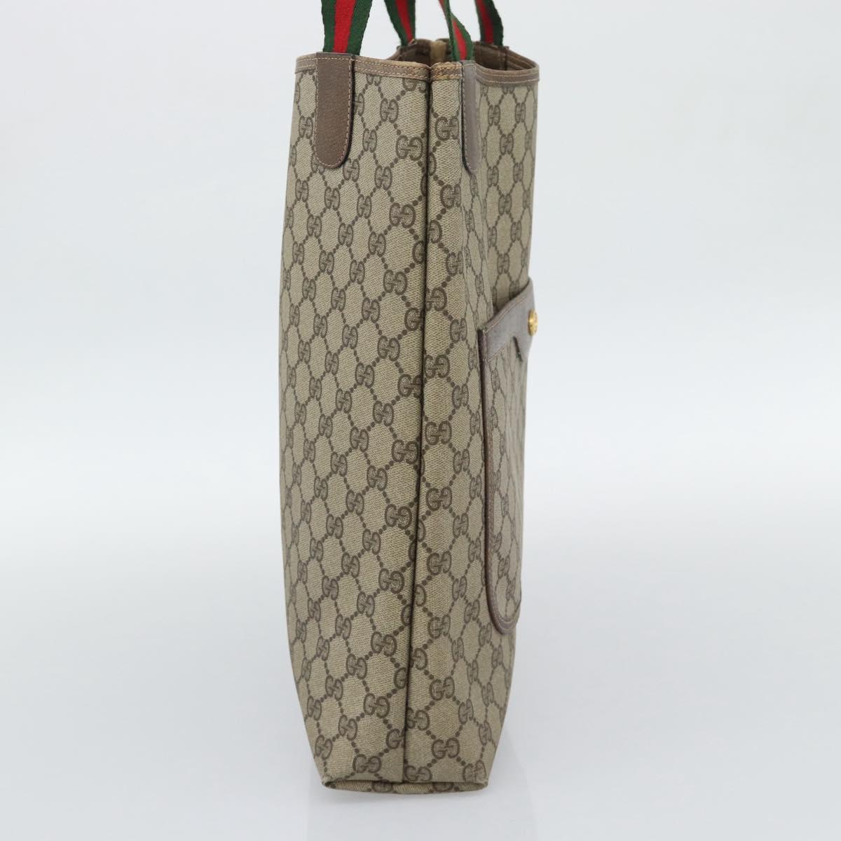 GUCCI GG Supreme Web Sherry Line Tote Bag PVC Beige Gold 39 02 003 Auth 195196A
