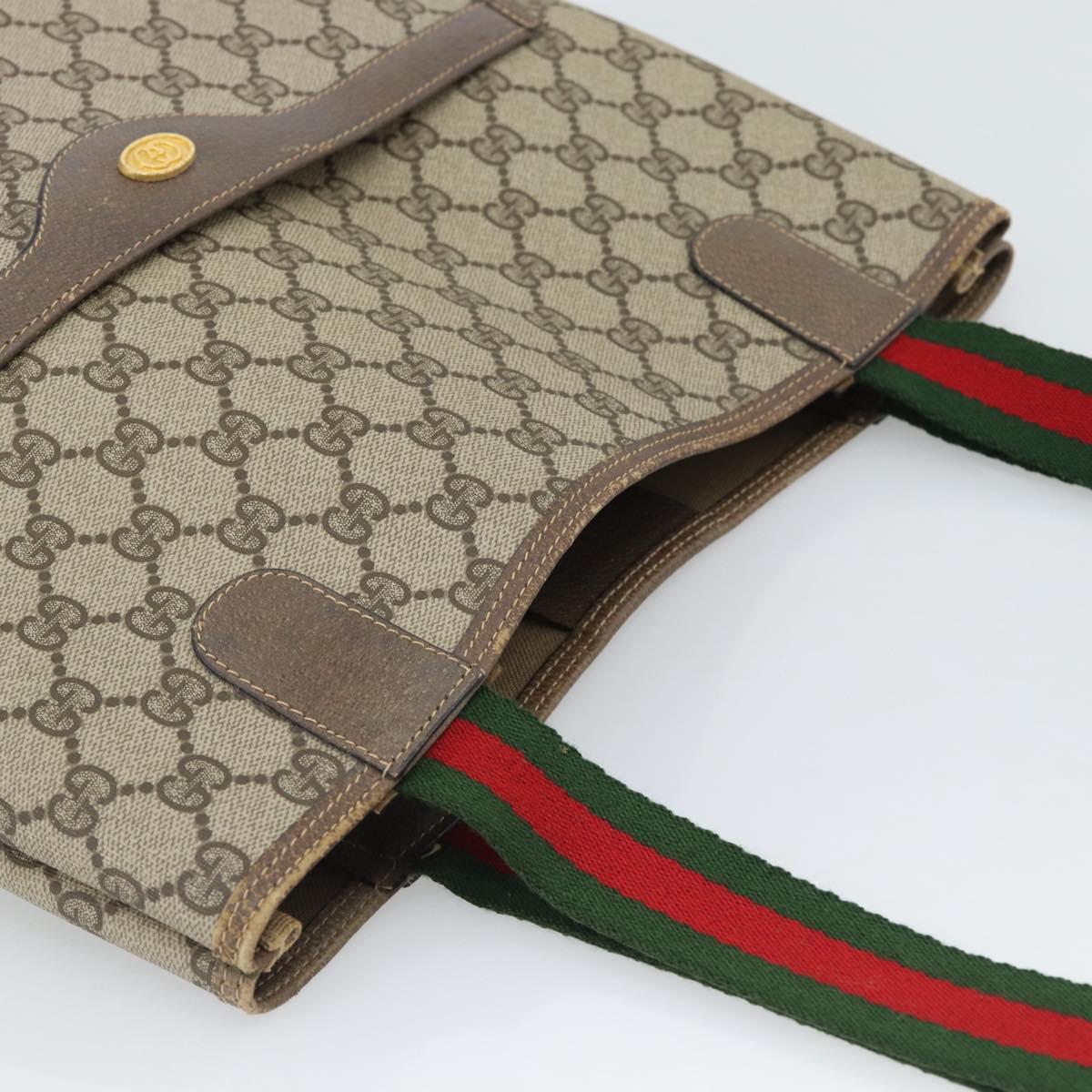 GUCCI GG Supreme Web Sherry Line Tote Bag PVC Beige Gold 39 02 003 Auth 195196A