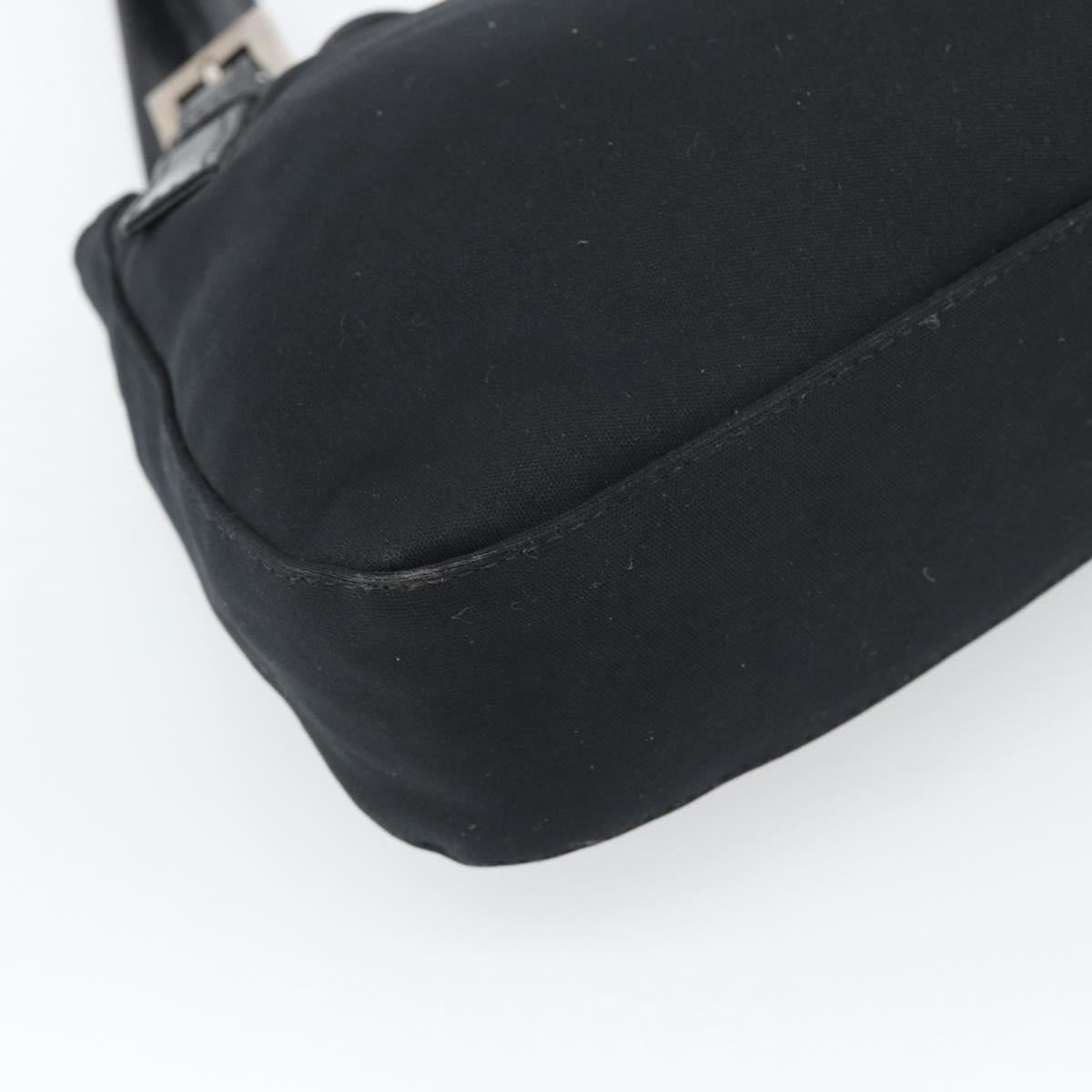 FENDI Mamma Baguette Shoulder Bag Cotton jersey Black Silver Auth 195200A