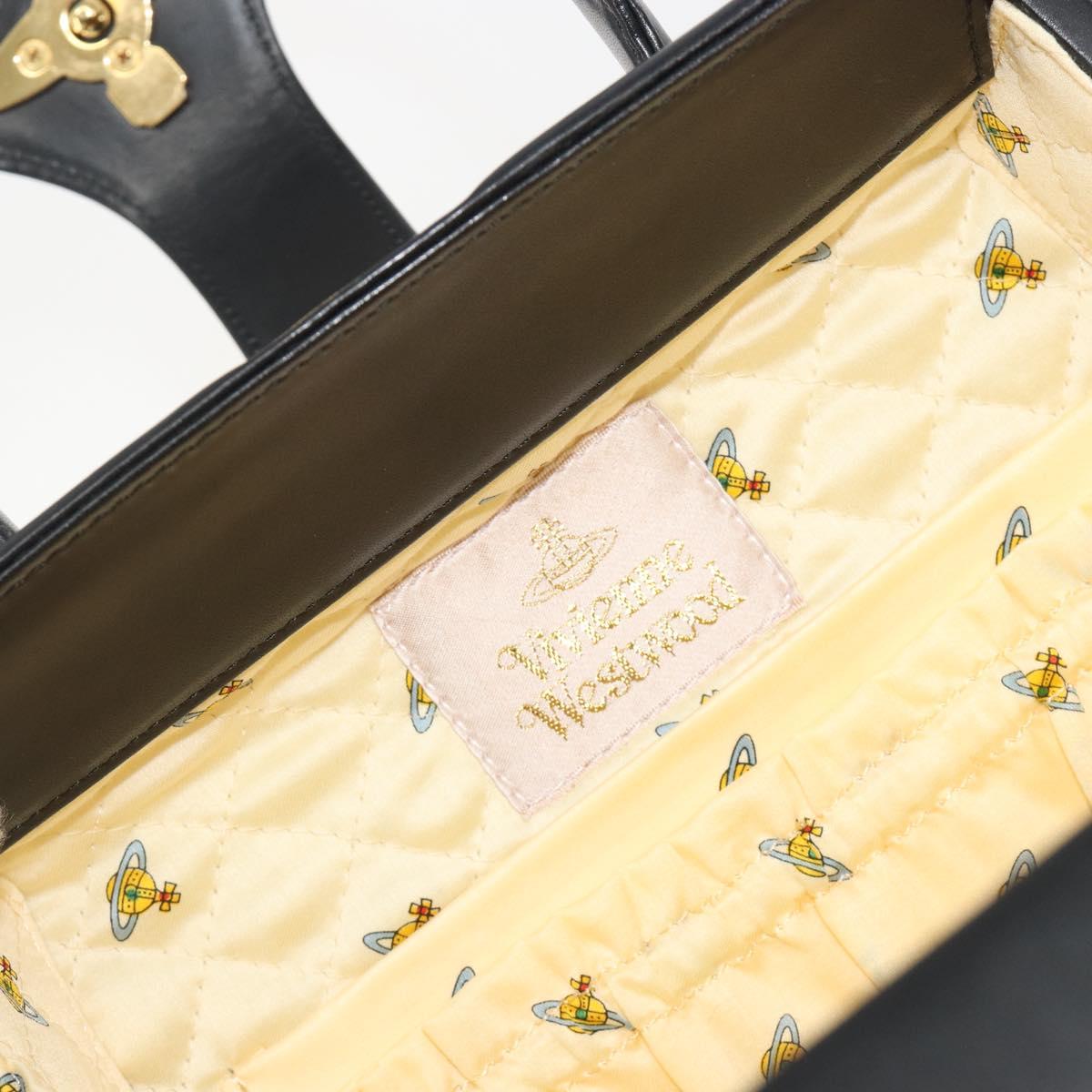 Vivienne Westwood Hand Bag Leather Black Gold Auth 195203A