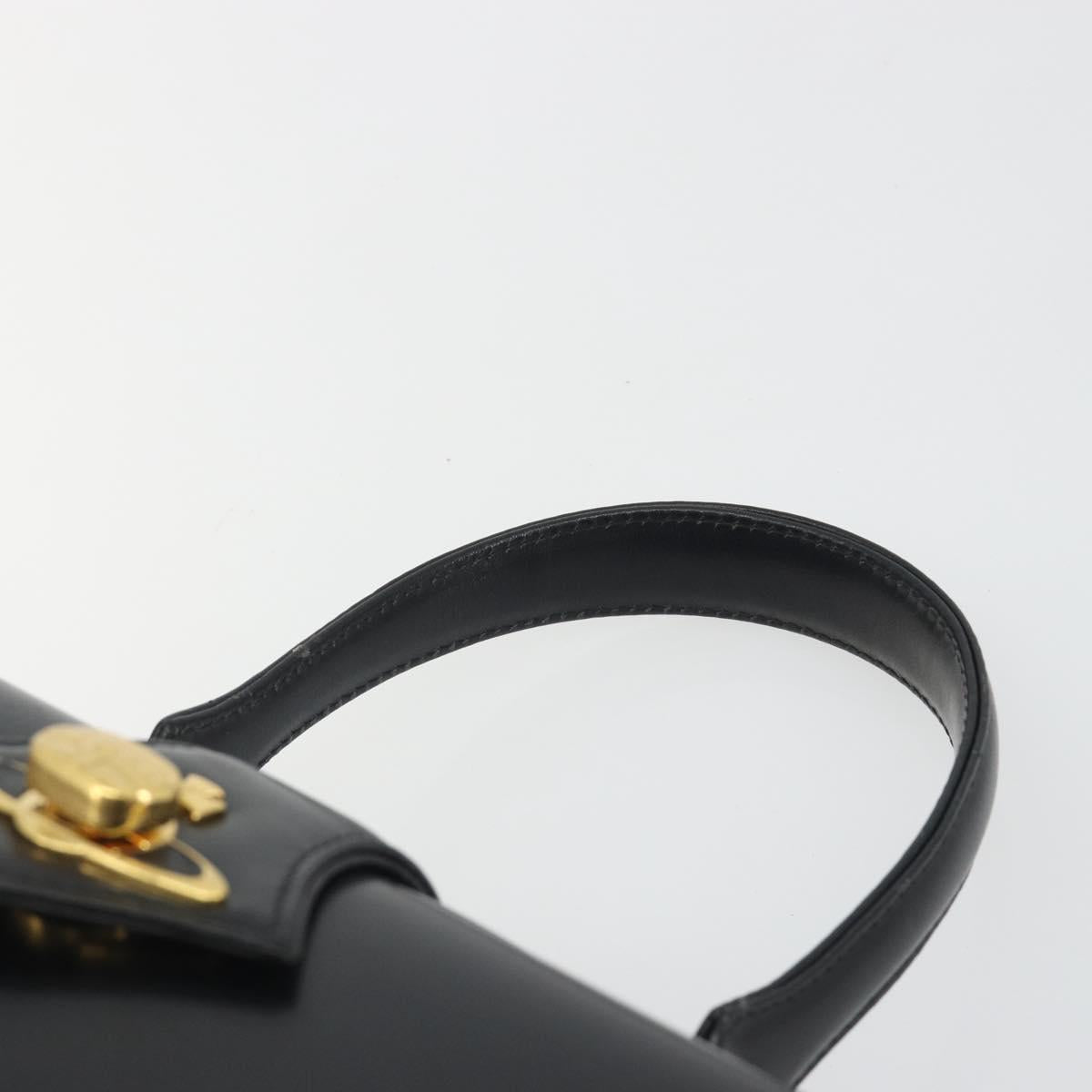 Vivienne Westwood Hand Bag Leather Black Gold Auth 195203A