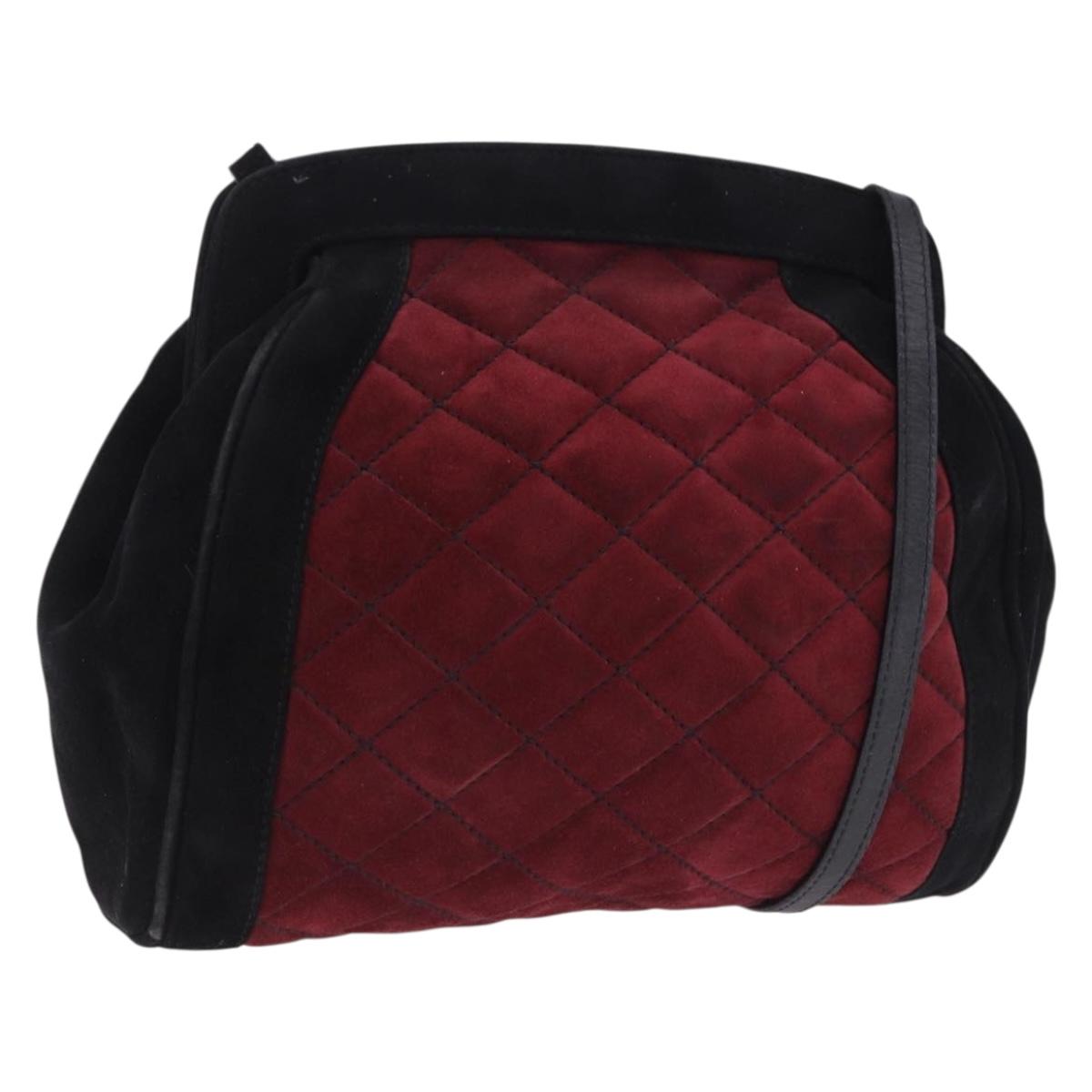 Salvatore Ferragamo Shoulder Bag Suede Red Gold Auth 195204