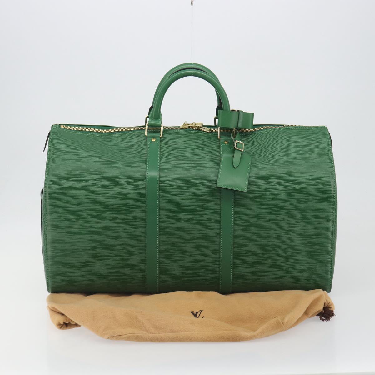LOUIS VUITTON Epi Keepall 50 Boston Bag Green M42964 LV Auth 195209V