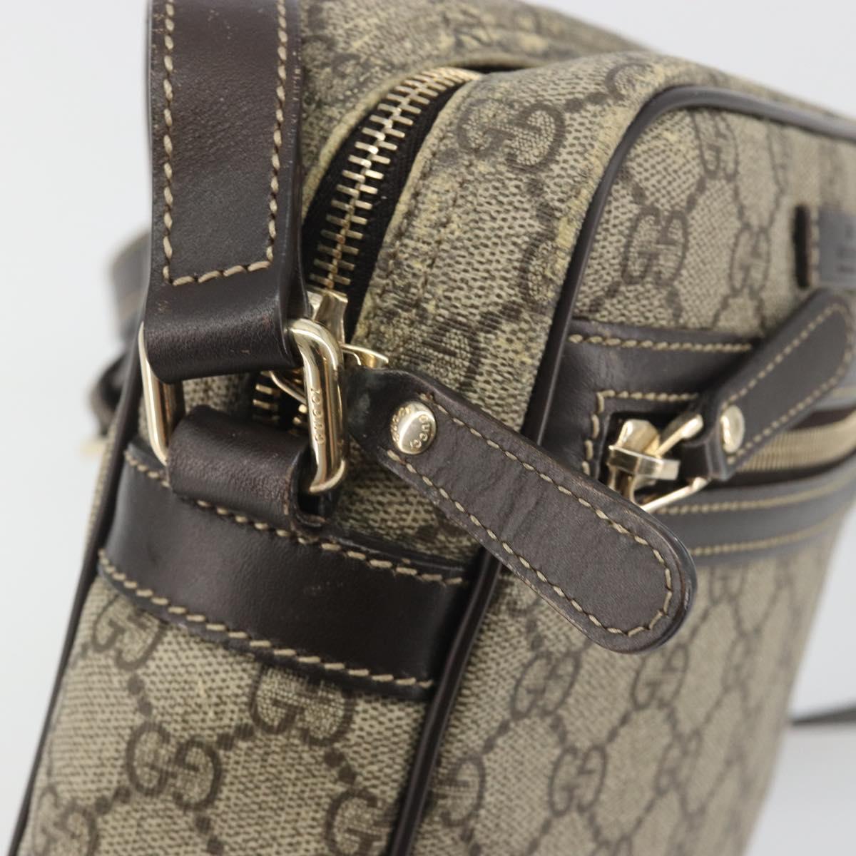 GUCCI GG Supreme Shoulder Bag PVC Beige Gold 233268 Auth 195210