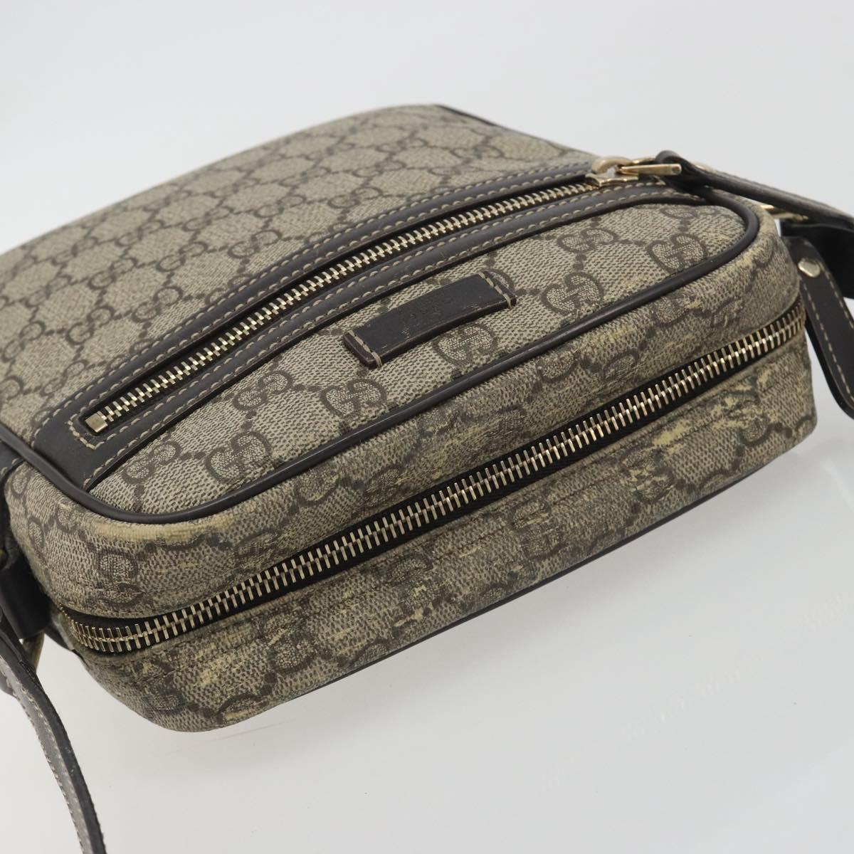 GUCCI GG Supreme Shoulder Bag PVC Beige Gold 233268 Auth 195210