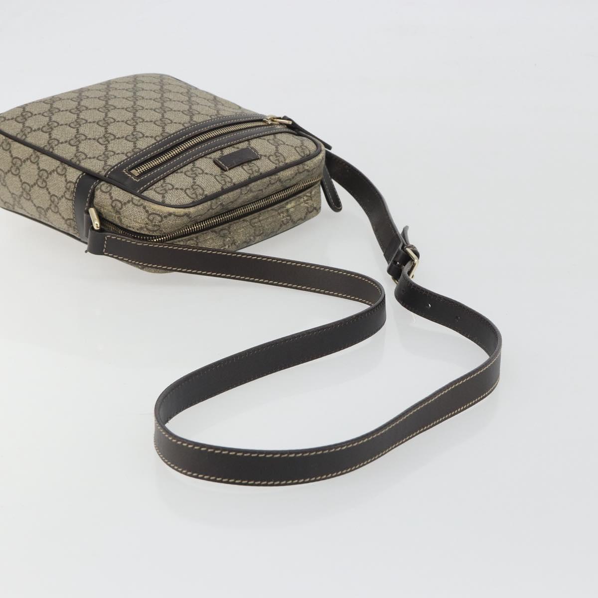GUCCI GG Supreme Shoulder Bag PVC Beige Gold 233268 Auth 195210