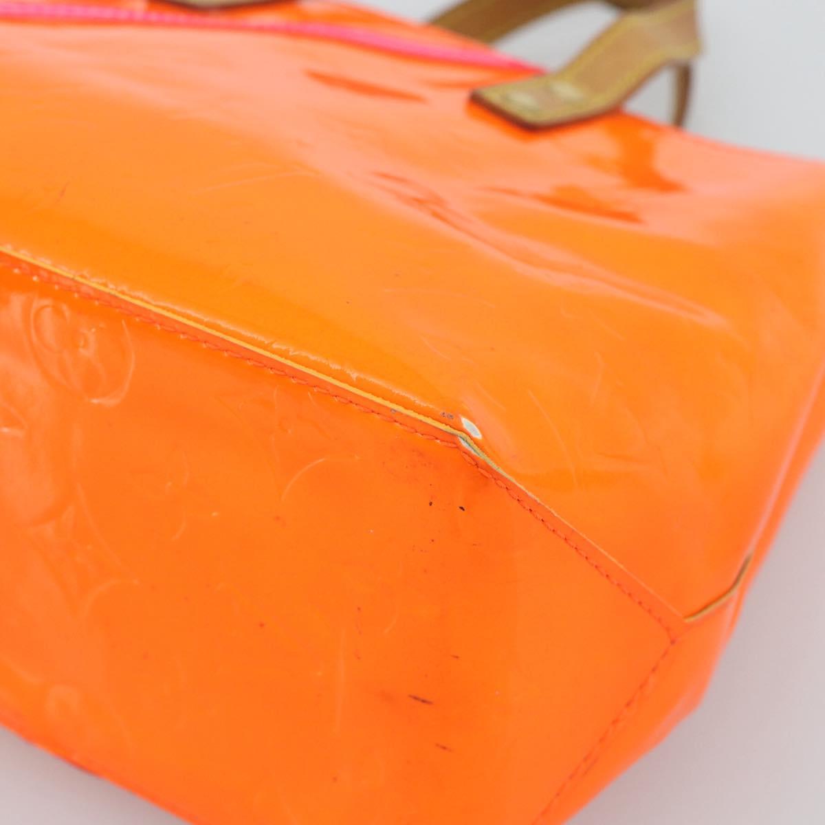 LOUIS VUITTON Monogram Vernis Fluo Reade PM Hand Bag Orange M91905 Auth 195212