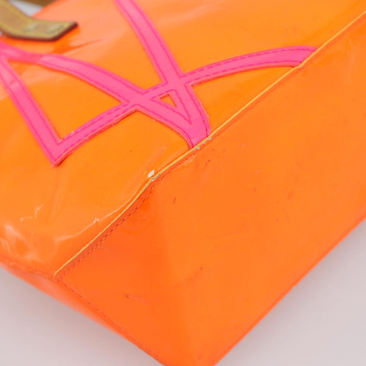 LOUIS VUITTON Monogram Vernis Fluo Reade PM Hand Bag Orange M91905 Auth 195212