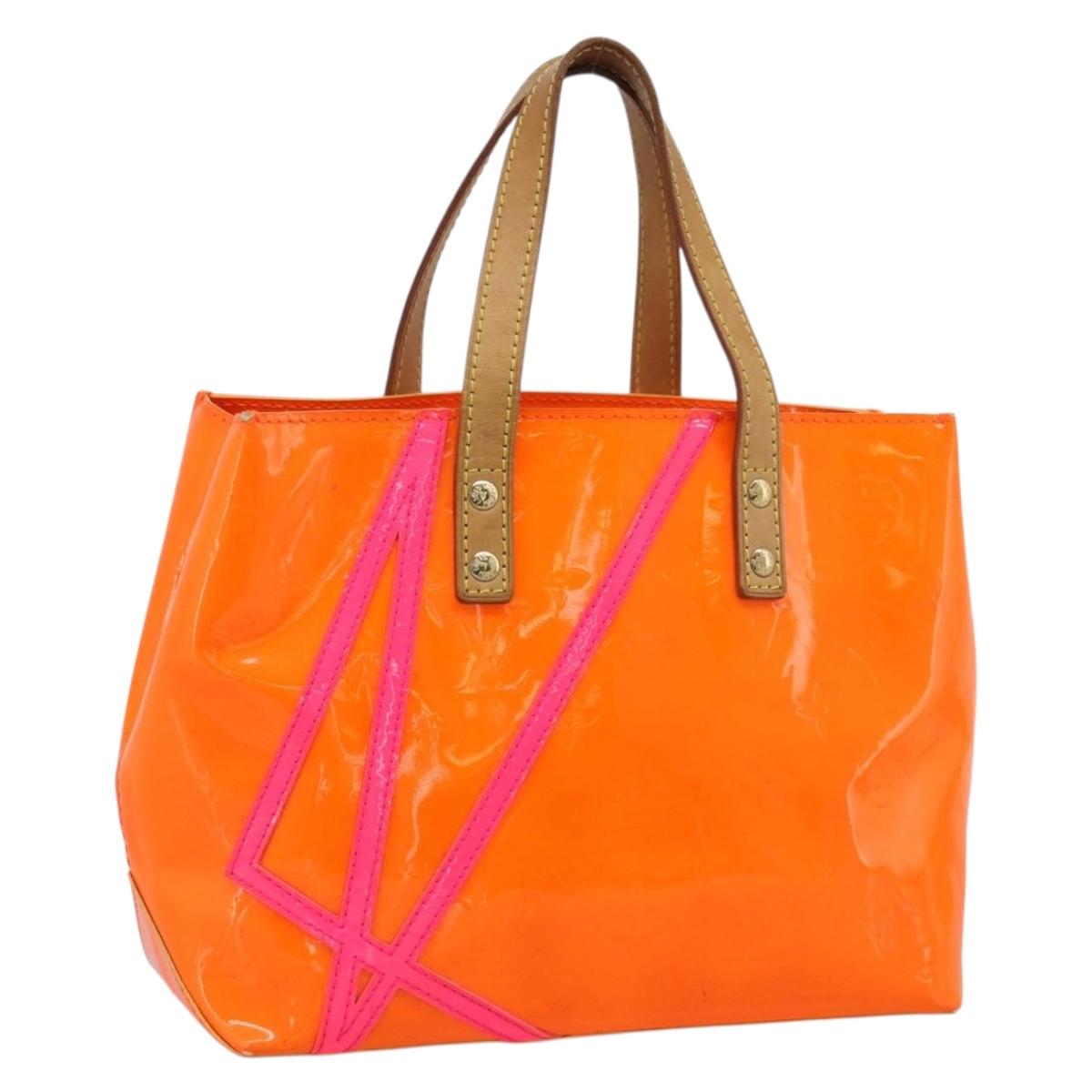 LOUIS VUITTON Monogram Vernis Fluo Reade PM Hand Bag Orange M91905 Auth 195212