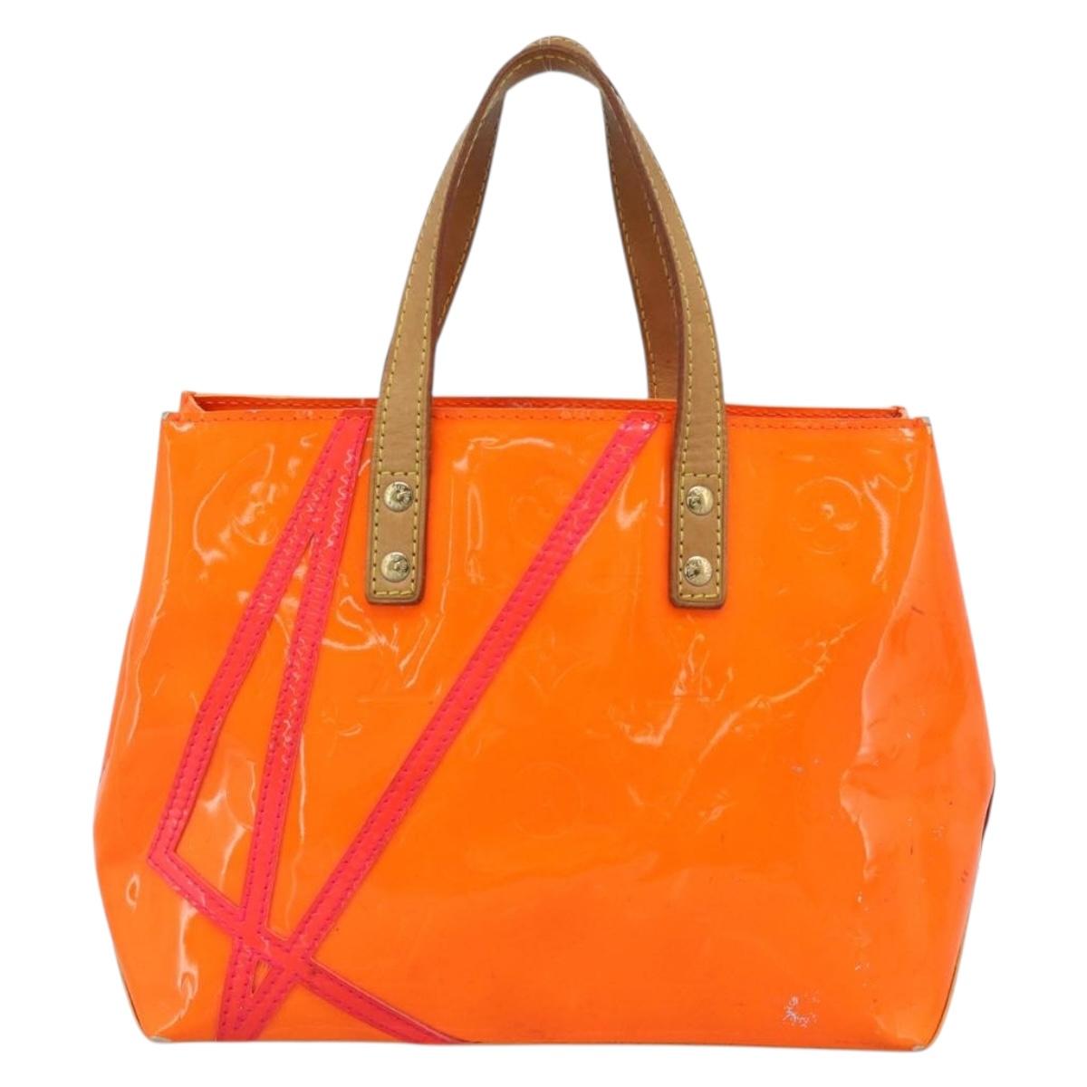 LOUIS VUITTON Monogram Vernis Fluo Reade PM Hand Bag Orange M91905 Auth 195212