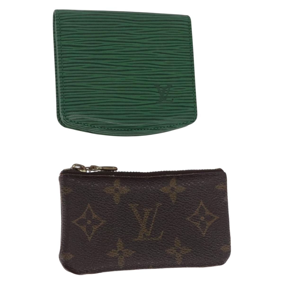LOUIS VUITTON Monogram Epi Coin Purse 2 Set Green LV Auth 195219