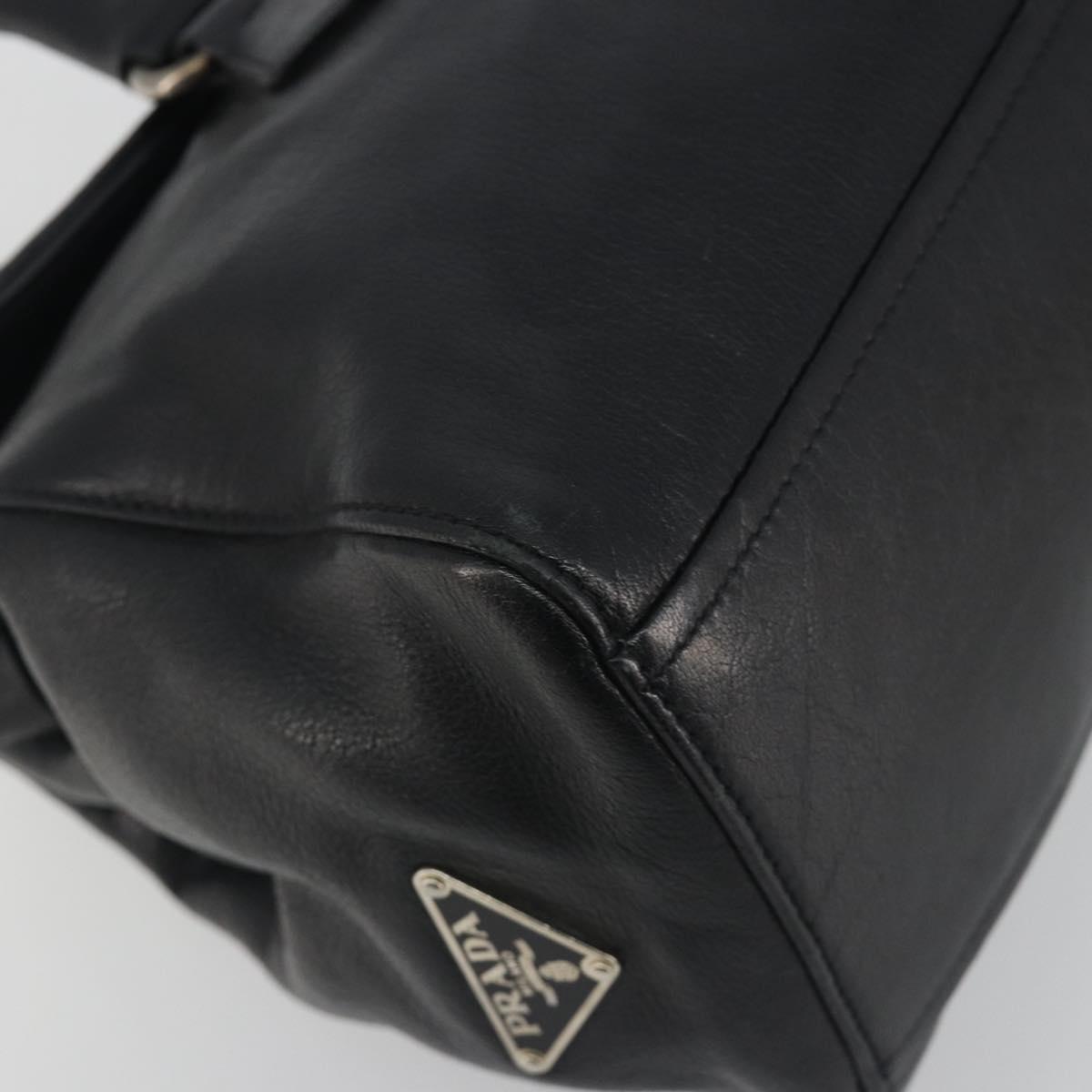 PRADA Shoulder Bag Leather Black Silver Auth 195224V