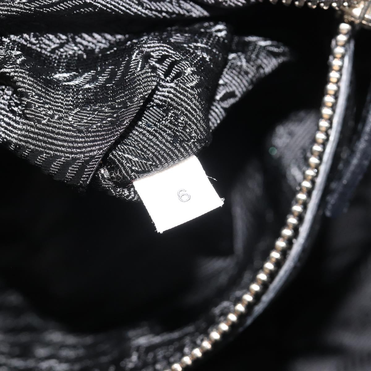 PRADA Shoulder Bag Leather Black Silver Auth 195224V