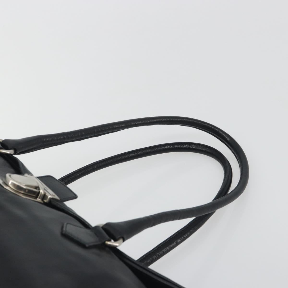 PRADA Shoulder Bag Leather Black Silver Auth 195224V