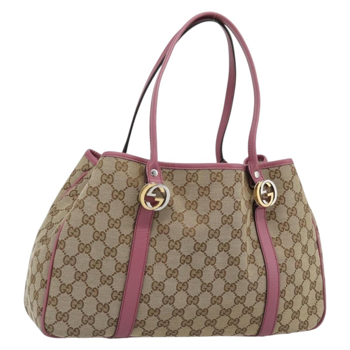 GUCCI GG Canvas GG Twins Tote Bag Beige Gold 232957 Auth 195227A