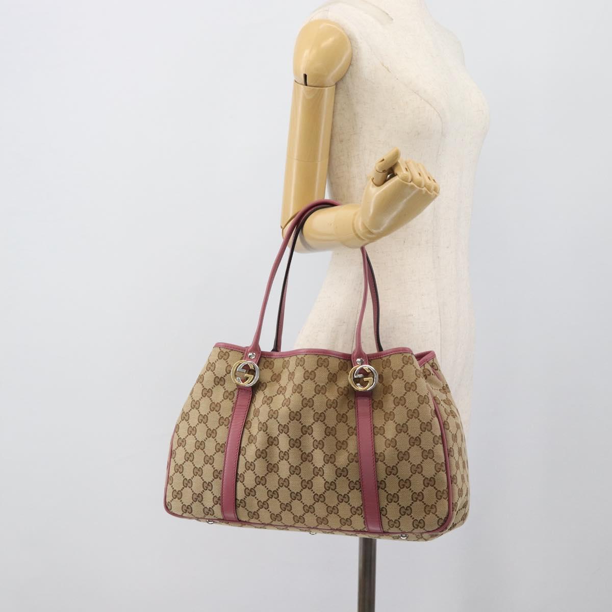 GUCCI GG Canvas GG Twins Tote Bag Beige Gold 232957 Auth 195227A