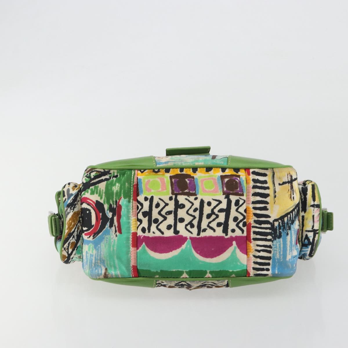 PRADA Hand Bag Nylon Green Silver Auth 195238A