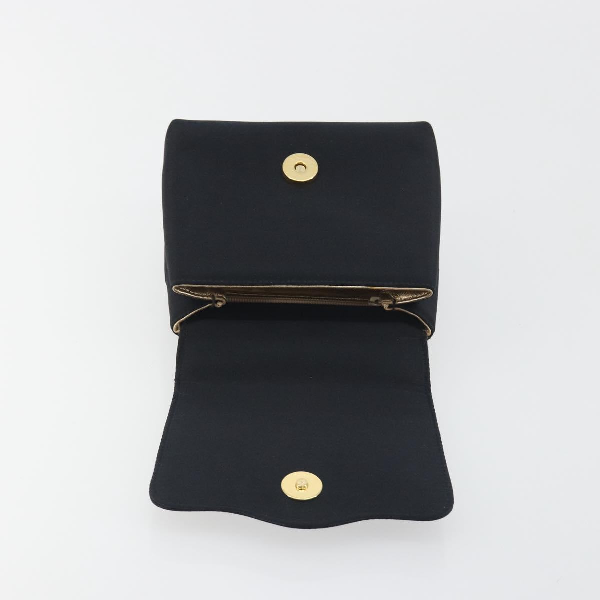 CHANEL Chain Shoulder Bag Satin Black Gold Tone CC Auth 195241V